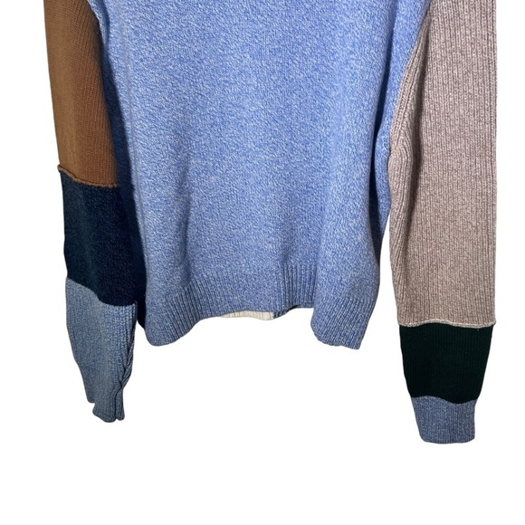 AlexaChung Blue Beige Wool Patchwork Crew Neck Sweater XL - Picture 7 of 9
